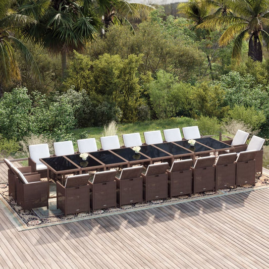 21-Delige Tuinset Met Kussens Poly Rattan Bruin