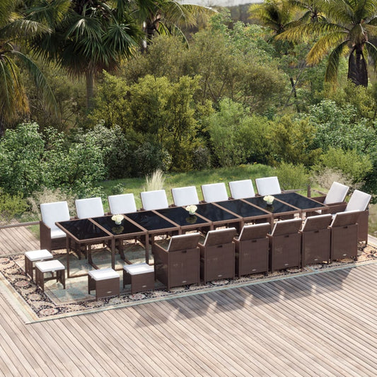 21-Delige Tuinset Met Kussens Poly Rattan Bruin