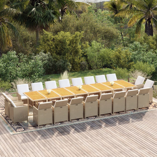 21-Delige Tuinset Met Kussens Poly Rattan Beige