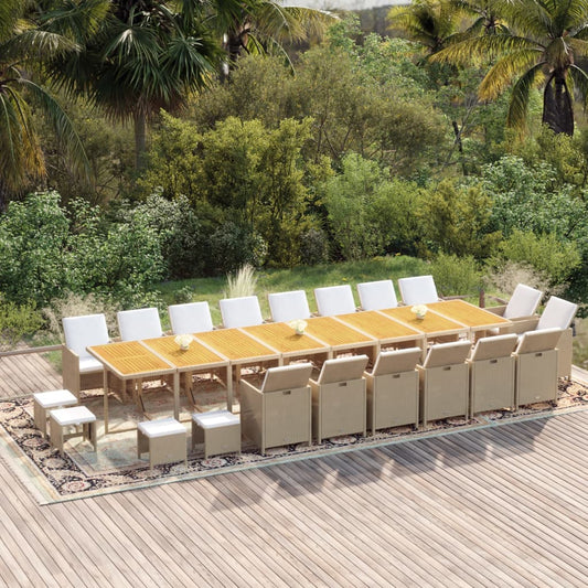 21-Delige Tuinset Met Kussens Poly Rattan Beige
