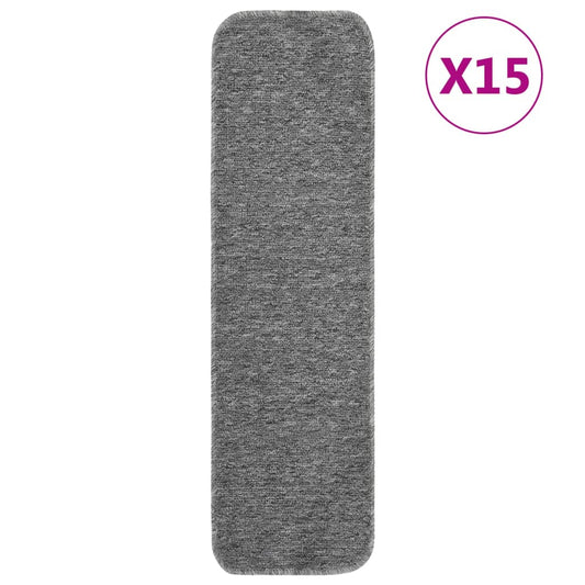 Trapmatten 15 St Anti-Slip Rechthoekig 75X20 Cm Grijs