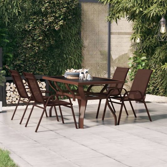 Tuintafel 140X70X70 Cm Staal En Glas Bruin En Zwart