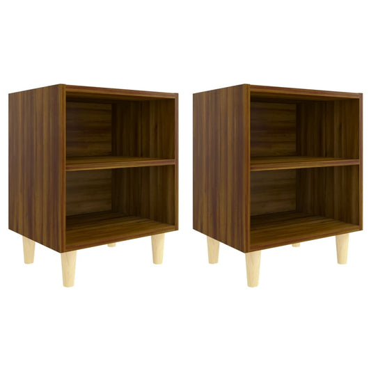 Nachtkastjes 2 St Met Houten Poten 40X30X50 Cm Bruineikenkleur