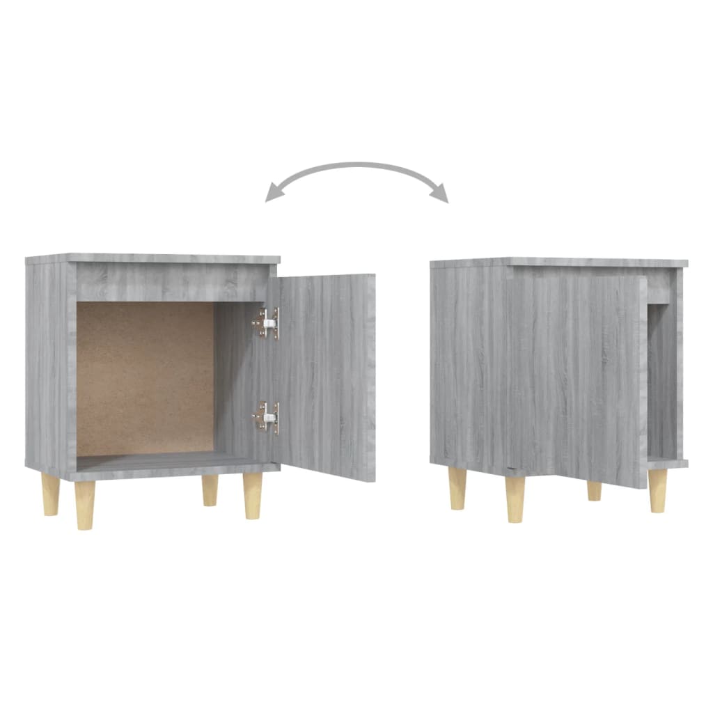 Nachtkastje Met Houten Poten 40X30X50 Cm Grijs Sonoma Eiken