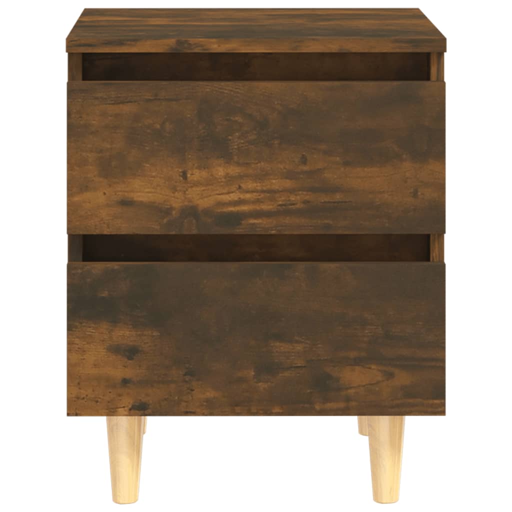 Nachtkastjes 2 St Met Houten Poten 40X35X50 Cm Gerookt Eiken