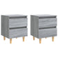 Nachtkastjes 2 St Met Houten Poten 40X35X50 Cm Grijs Sonoma