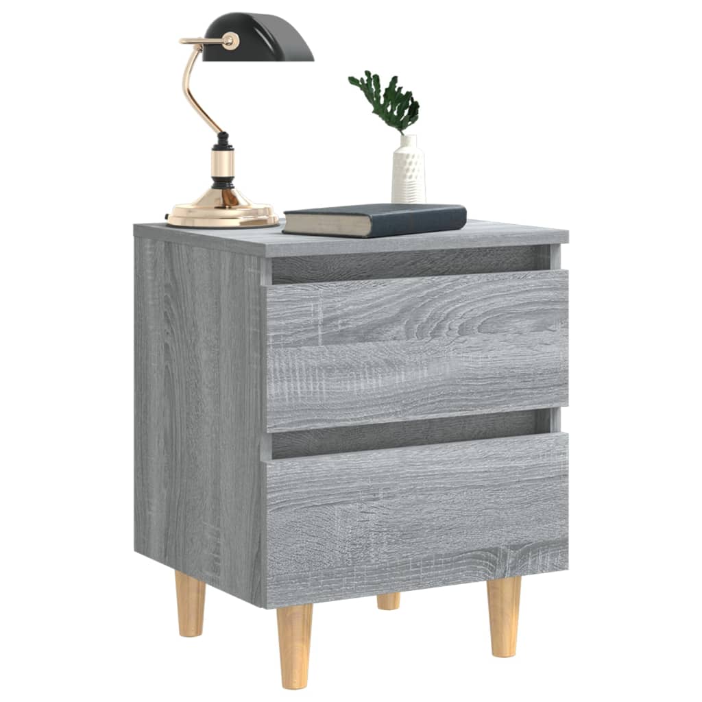 Nachtkastjes 2 St Met Houten Poten 40X35X50 Cm Grijs Sonoma