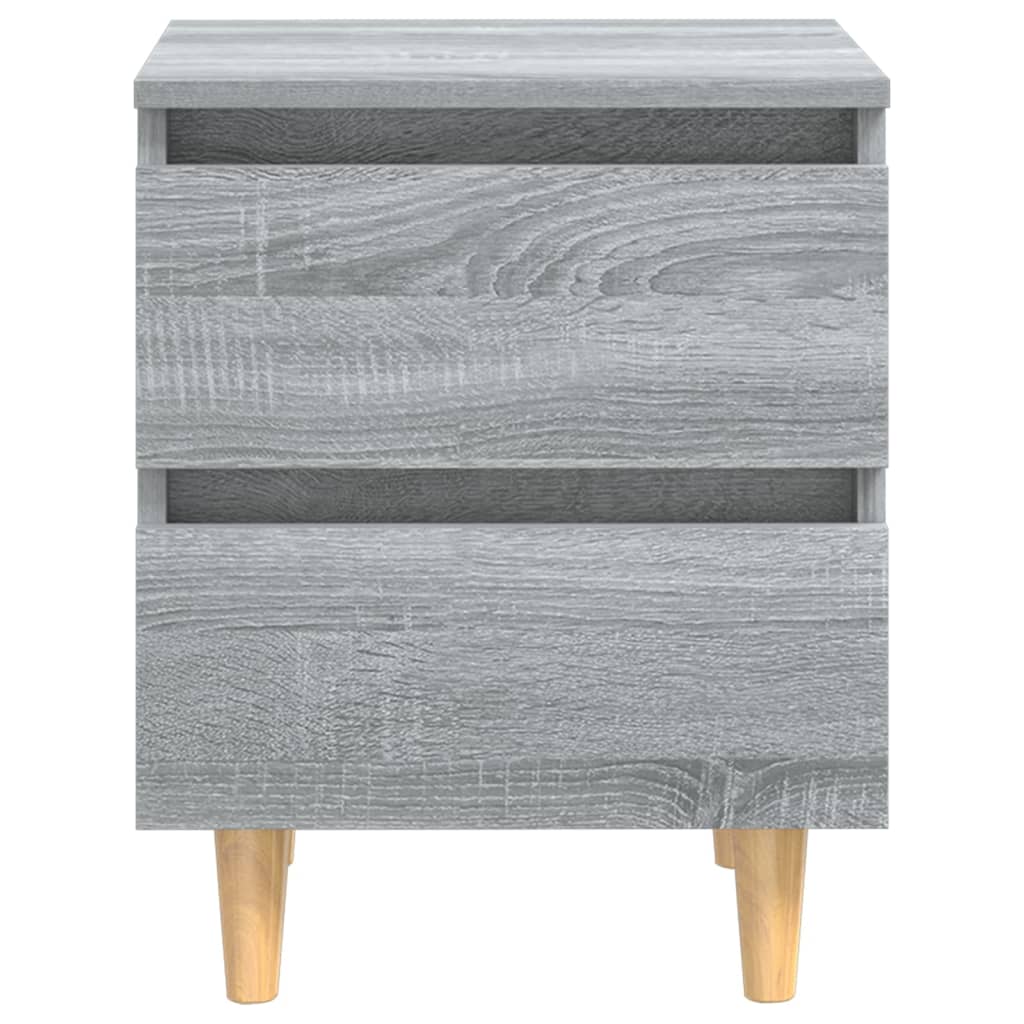 Nachtkastjes 2 St Met Houten Poten 40X35X50 Cm Grijs Sonoma