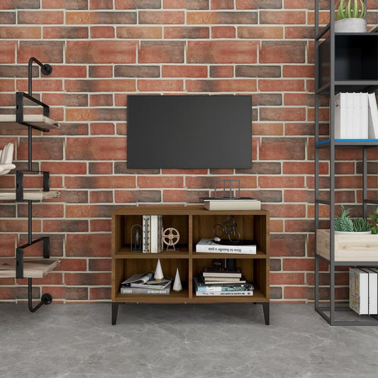Tv-Meubel Met Metalen Poten 69,5X30X50 Cm Bruineikenkleurig