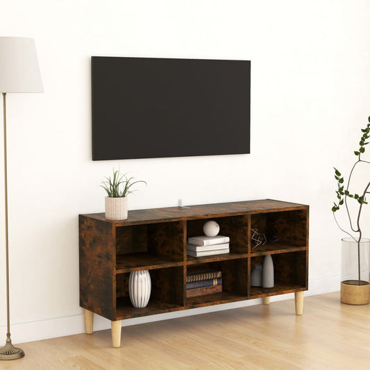 Tv-Meubel Met Houten Poten 103,5X30X50 Cm Gerookt Eikenkleurig