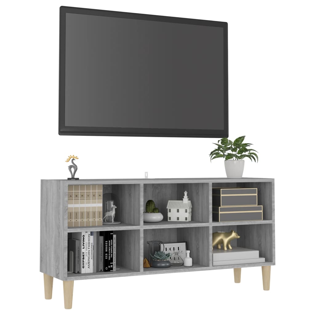Tv-Meubel Met Houten Poten 103,5X30X50 Cm Grijs Sonoma Eiken