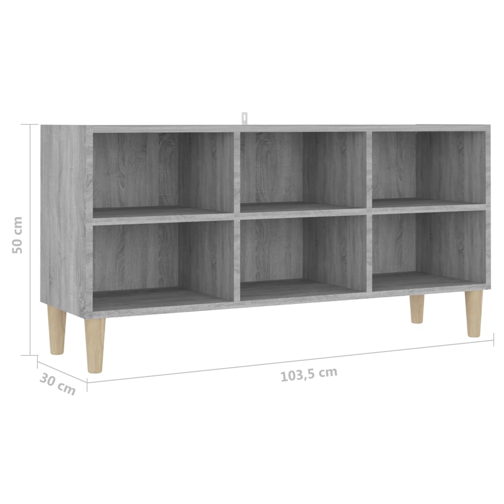 Tv-Meubel Met Houten Poten 103,5X30X50 Cm Grijs Sonoma Eiken