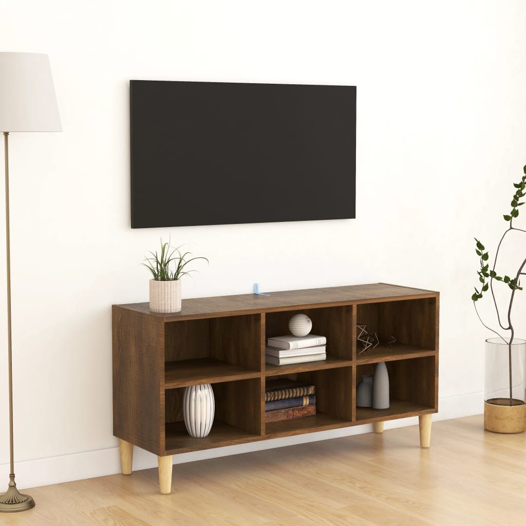 Tv-Meubel Met Houten Poten 103,5X30X50 Cm Bruineikenkleurig