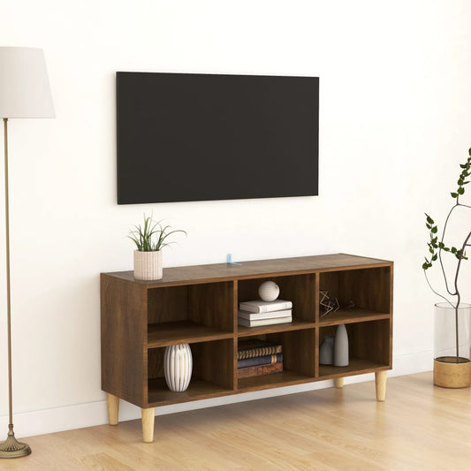 Tv-Meubel Met Houten Poten 103,5X30X50 Cm Bruineikenkleurig