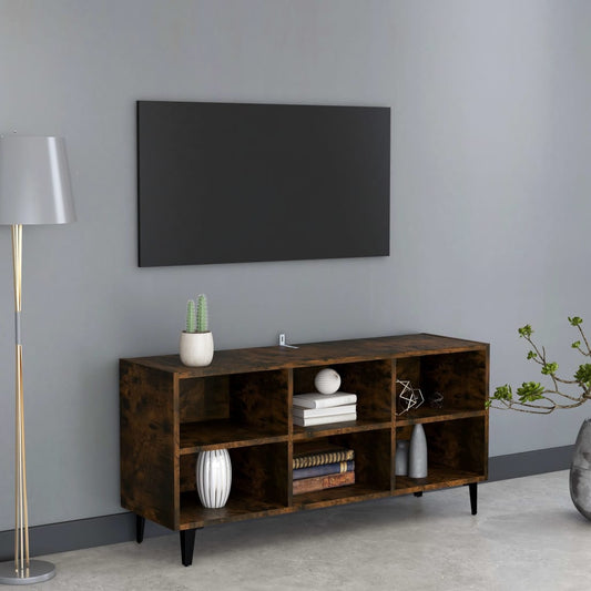 Tv-Meubel Met Metalen Poten 103,5X30X50 Cm Gerookt Eikenkleurig