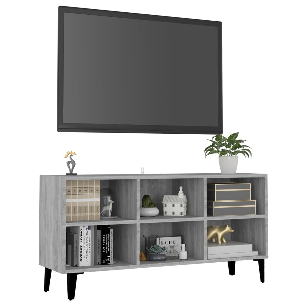 Tv-Meubel Met Metalen Poten 103,5X30X50 Cm Grijs Sonoma Eiken