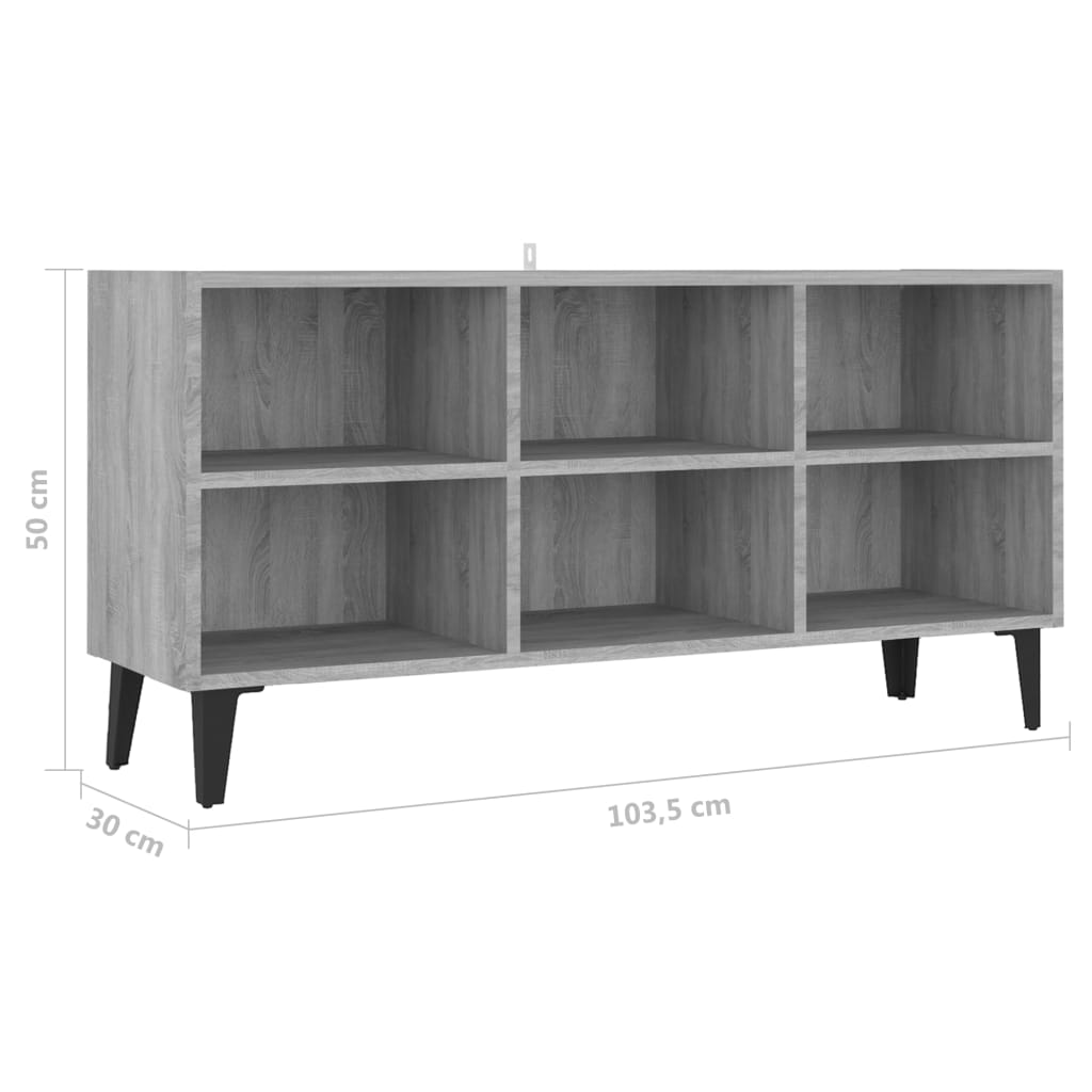 Tv-Meubel Met Metalen Poten 103,5X30X50 Cm Grijs Sonoma Eiken