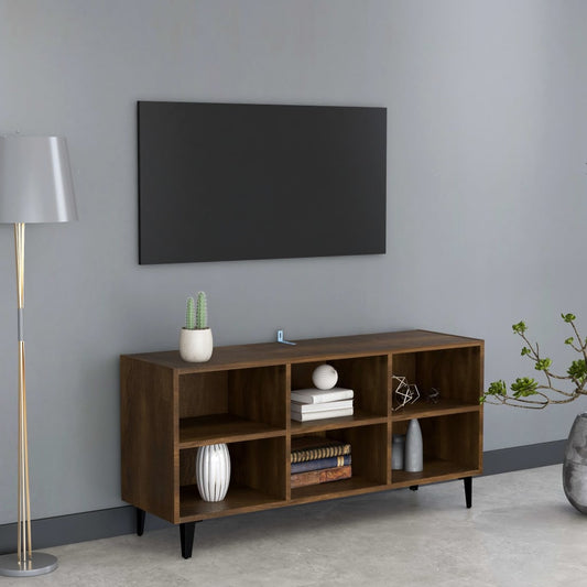 Tv-Meubel Met Metalen Poten 103,5X30X50 Cm Bruineikenkleurig