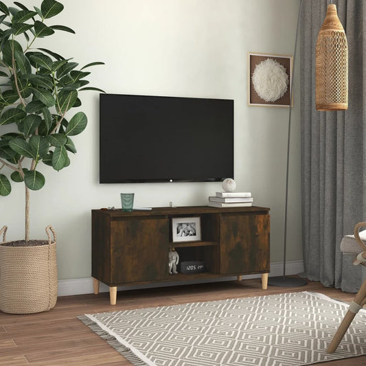 Tv-Meubel Met Houten Poten 103,5X35X50 Cm Gerookt Eikenkleurig