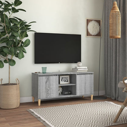 Tv-Meubel Met Houten Poten 103,5X35X50 Cm Grijs Sonoma Eiken