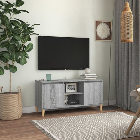 Tv-Meubel Met Houten Poten 103,5X35X50 Cm Grijs Sonoma Eiken