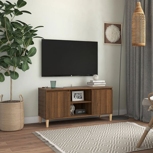 Tv-Meubel Met Houten Poten 103,5X35X50 Cm Bruineikenkleurig