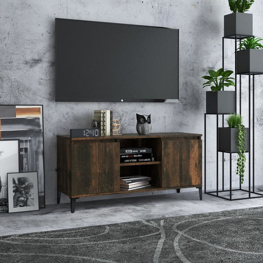 Tv-Meubel Met Metalen Poten 103,5X35X50 Cm Gerookt Eikenkleurig