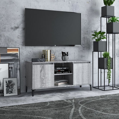 Tv-Meubel Met Metalen Poten 103,5X35X50 Cm Grijs Sonoma Eiken