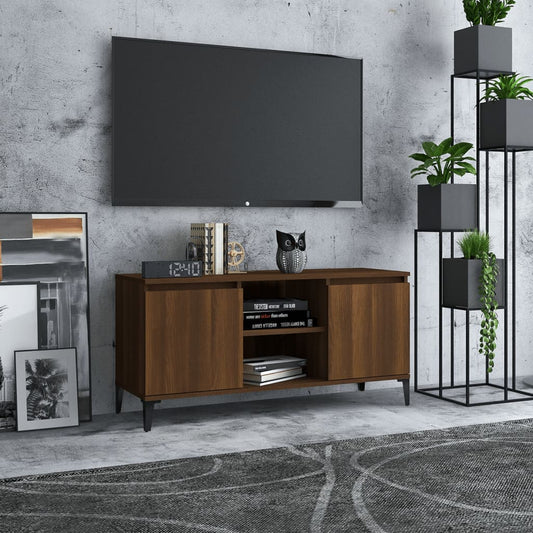 Tv-Meubel Met Metalen Poten 103,5X35X50 Cm Bruineikenkleurig