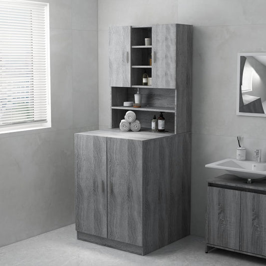Wasmachinekast 71X71,5X91,5 Cm Grijs Sonoma Eikenkleurig