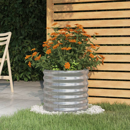 Plantenbak 40X40X36 Cm Gepoedercoat Staal Zilverkleurig