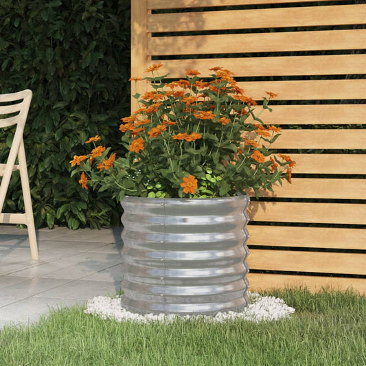 Plantenbak 40X40X36 Cm Gepoedercoat Staal Zilverkleurig