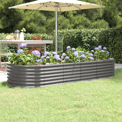 Plantenbak 224X80X36 Cm Gepoedercoat Staal Grijs