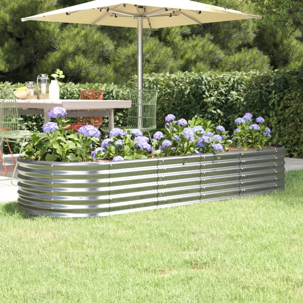 Plantenbak 224X80X36 Cm Gepoedercoat Staal Zilverkleurig