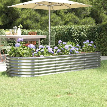 Plantenbak 224X80X36 Cm Gepoedercoat Staal Zilverkleurig