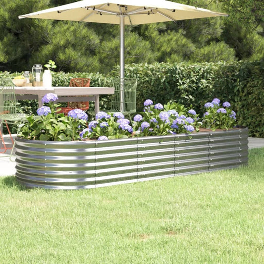 Plantenbak 224X80X36 Cm Gepoedercoat Staal Zilverkleurig