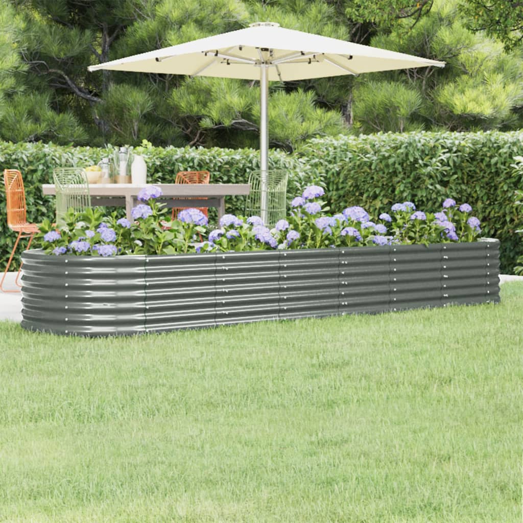 Plantenbak 296X80X36 Cm Gepoedercoat Staal Grijs