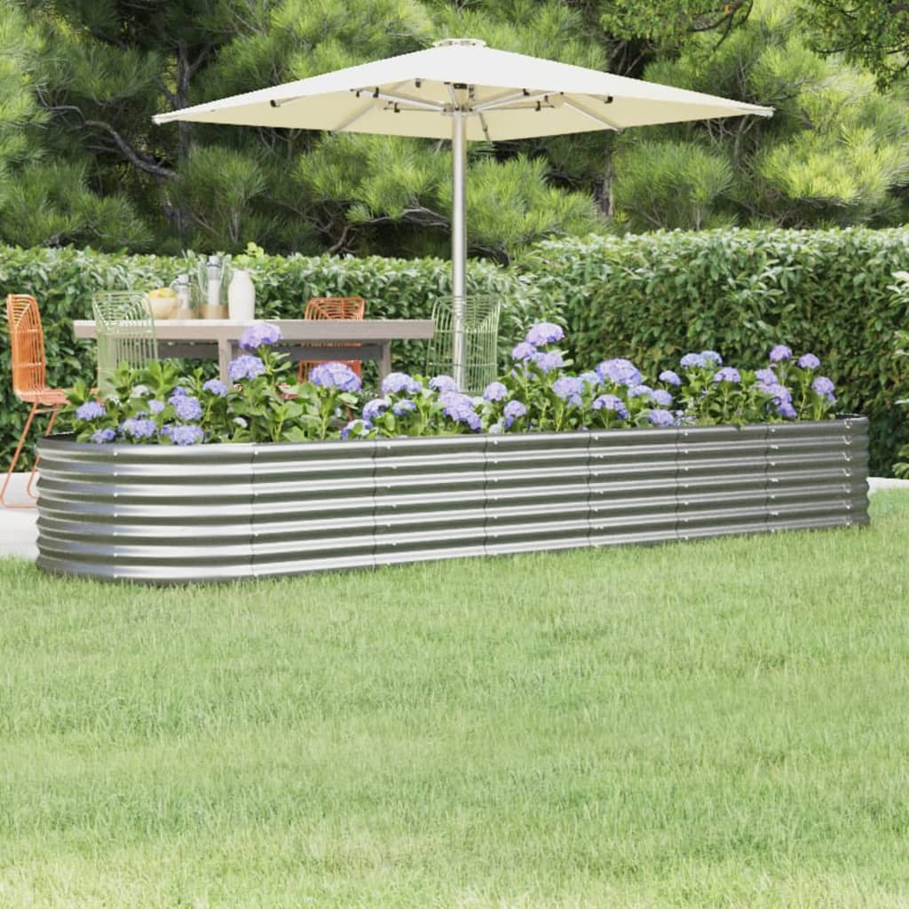 Plantenbak 296X80X36 Cm Gepoedercoat Staal Zilverkleurig