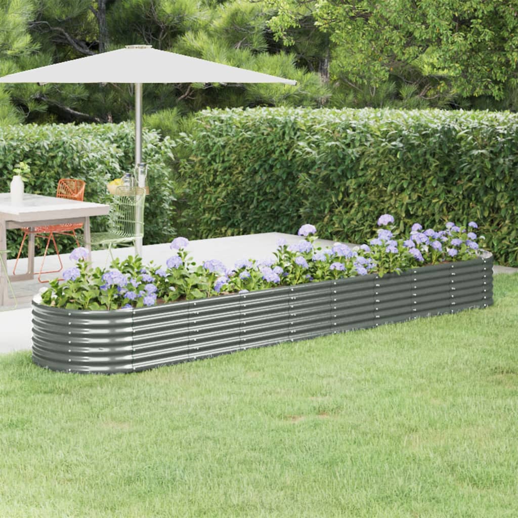 Plantenbak 368X80X36 Cm Gepoedercoat Staal Grijs