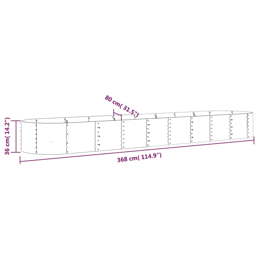 Plantenbak 368X80X36 Cm Gepoedercoat Staal Antracietkleurig
