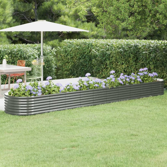 Plantenbak 440X80X36 Cm Gepoedercoat Staal Grijs
