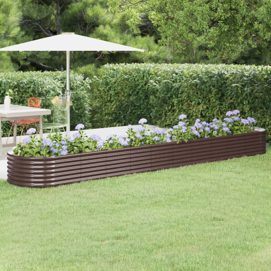Plantenbak 440X80X36 Cm Gepoedercoat Staal Bruin