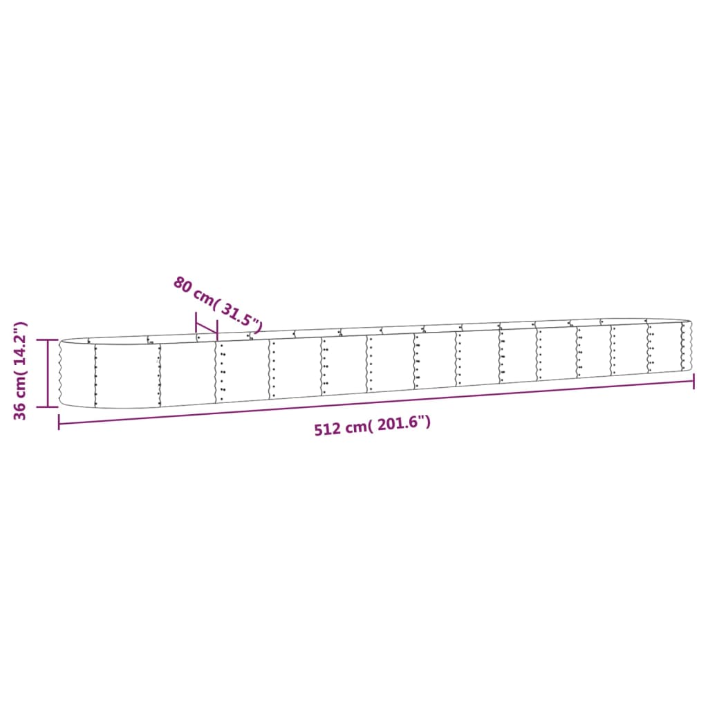 Plantenbak 512X80X36 Cm Gepoedercoat Staal Groen
