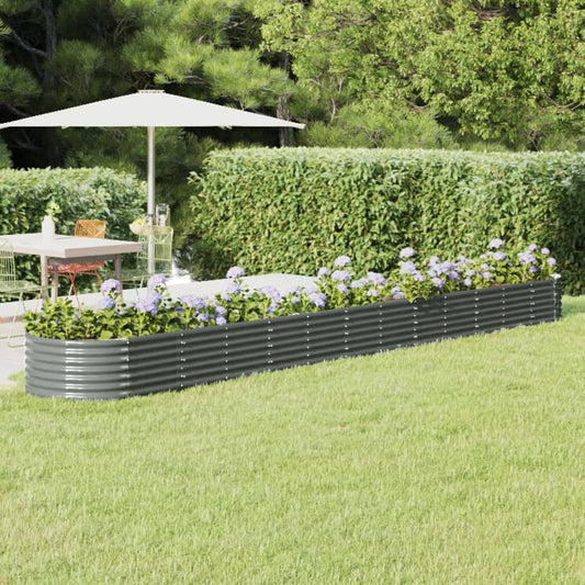 Plantenbak 512X80X36 Cm Gepoedercoat Staal Grijs