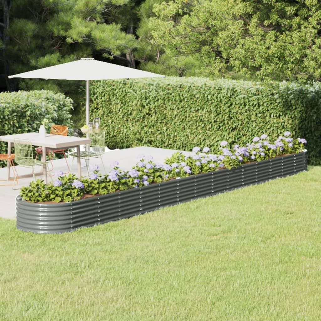 Plantenbak 620X80X36 Cm Gepoedercoat Staal Grijs