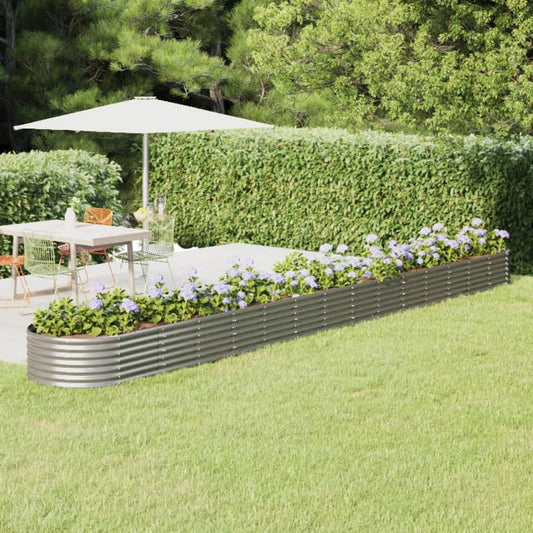 Plantenbak 620X80X36 Cm Gepoedercoat Staal Zilverkleurig