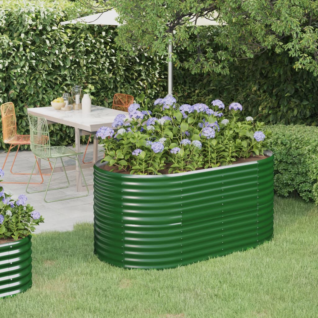 Plantenbak 152X80X68 Cm Gepoedercoat Staal Groen