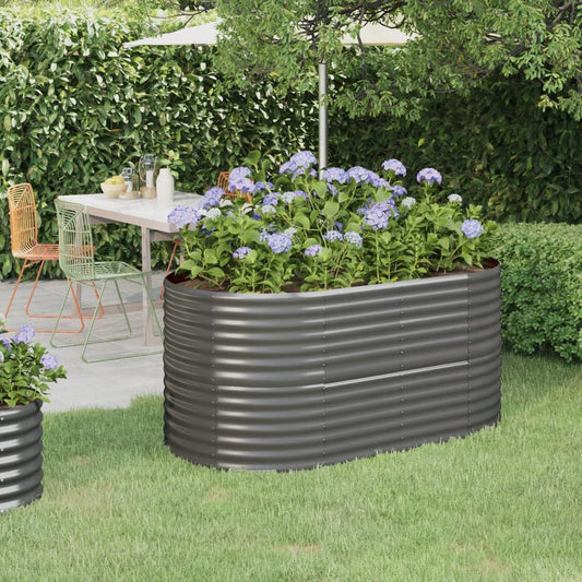 Plantenbak 152X80X68 Cm Gepoedercoat Staal Grijs