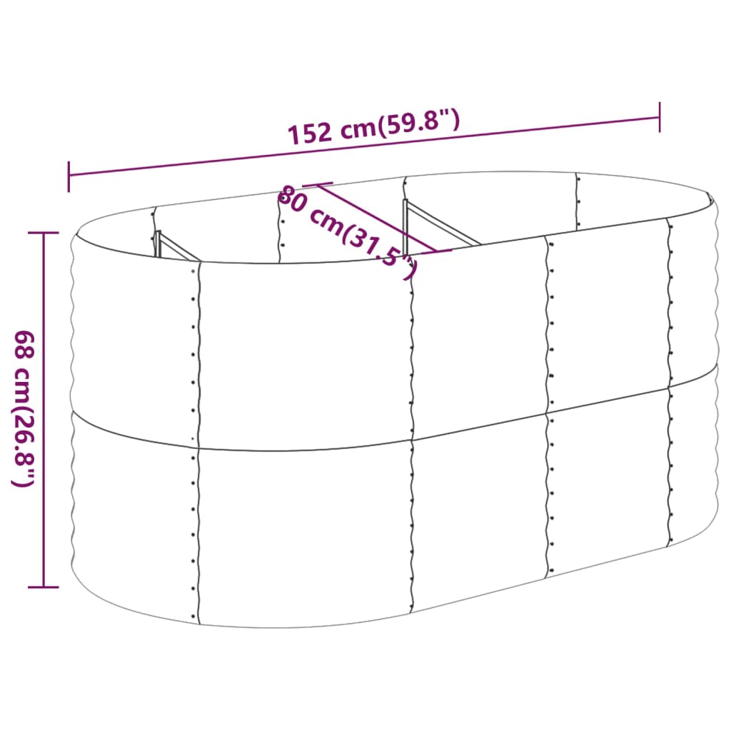 Plantenbak 152X80X68 Cm Gepoedercoat Staal Antracietkleurig
