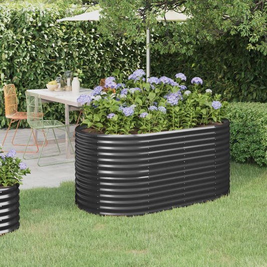 Plantenbak 152X80X68 Cm Gepoedercoat Staal Antracietkleurig